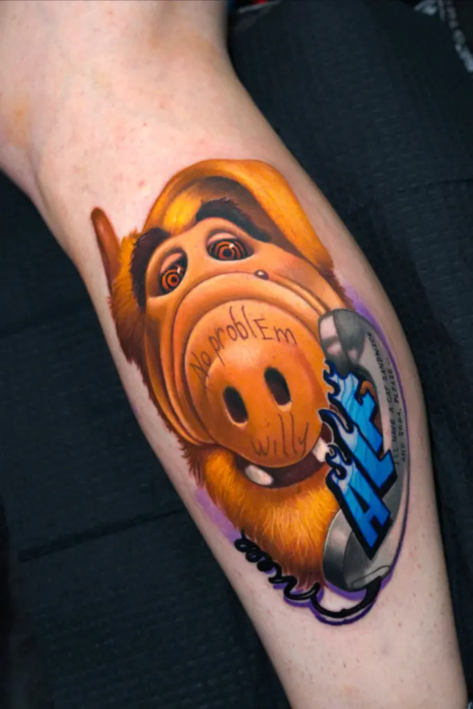 ALF color realism tattoo by Pablo Frias
