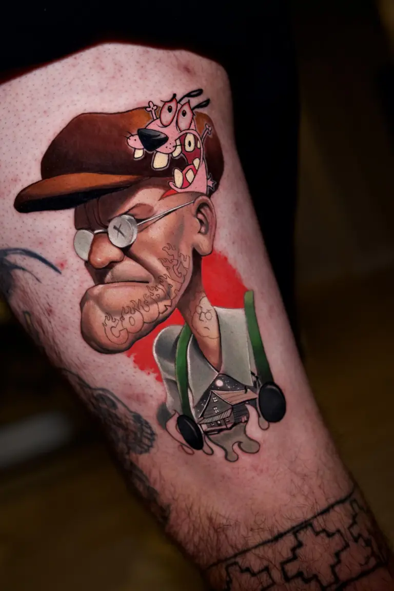 Eustace Bagge cartoon tattoo by Pablo Frias