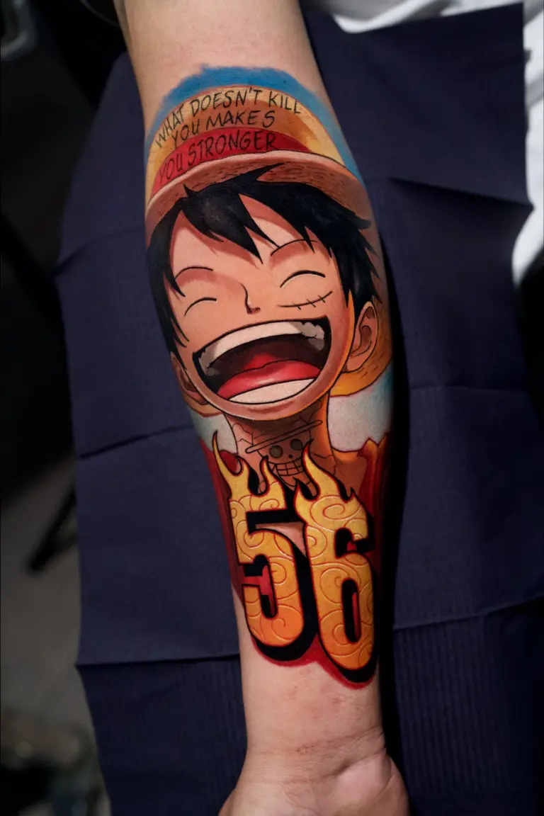 Luffy – Straw Hat anime tattoo by Pablo Frias