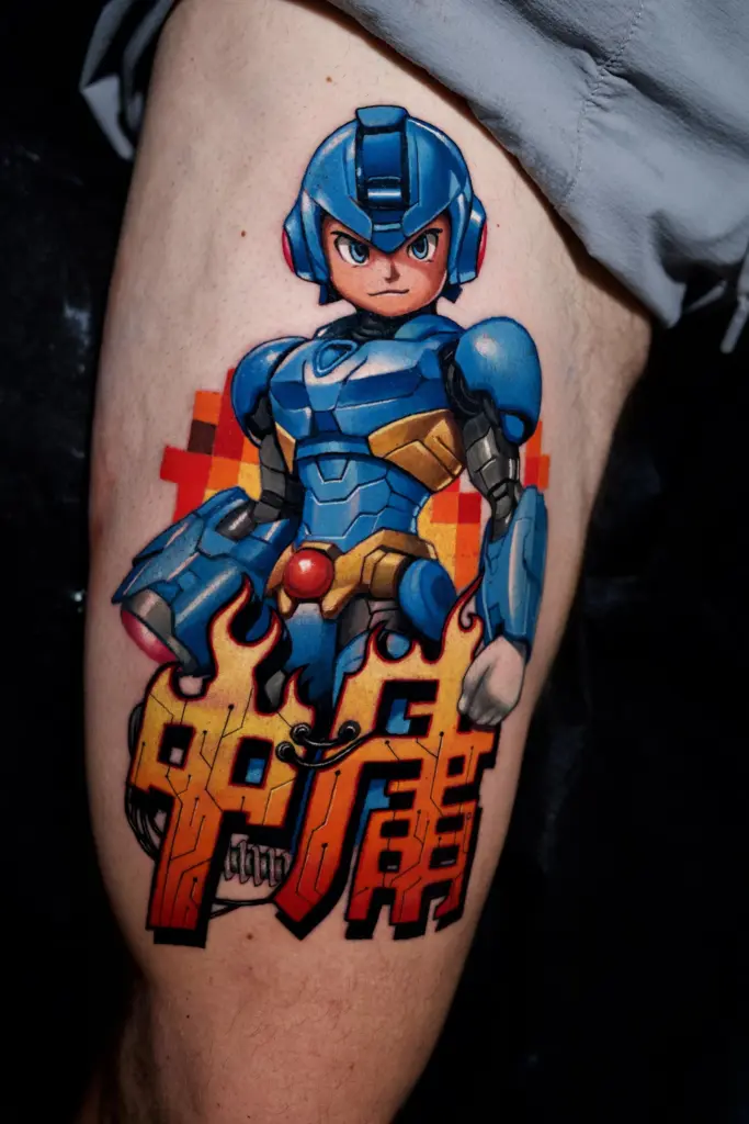 Mega Man color realism tattoo by Pablo Frias
