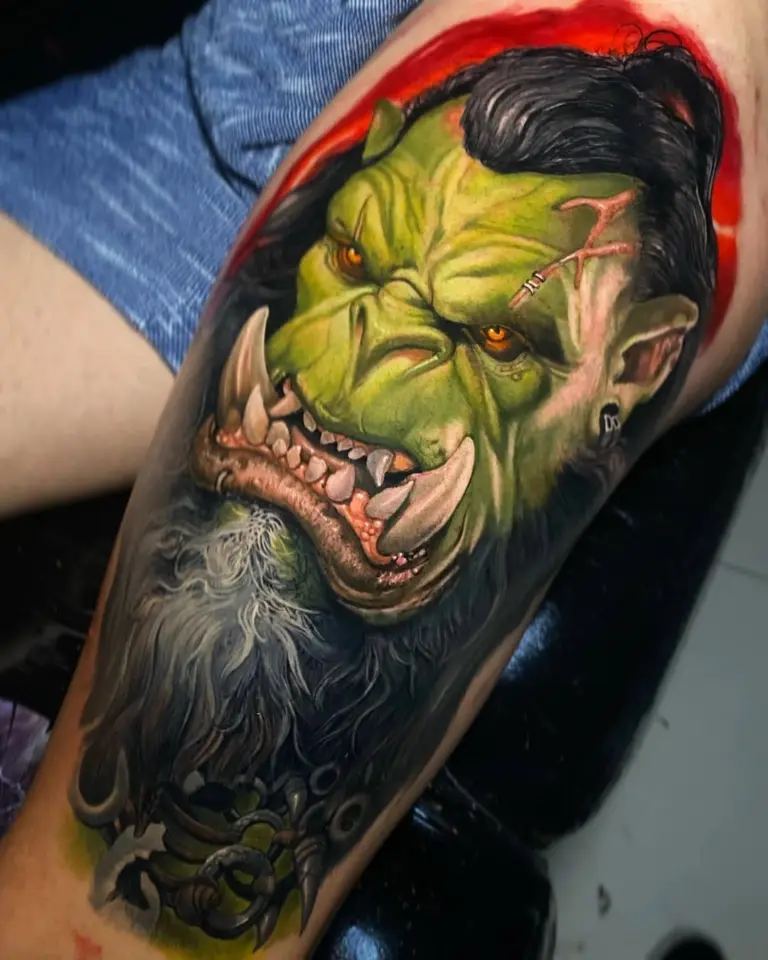 Orc – World of Warcraft color realism tattoo by Pablo Frias
