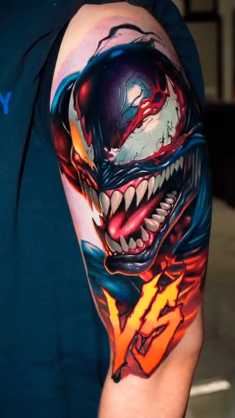 Venom color realism tattoo by Pablo Frias
